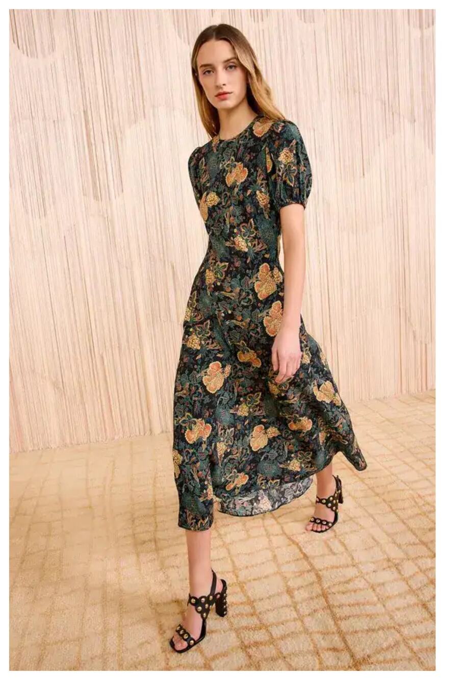 new Ulla Johnson Ines Puff Sleeve Silk Maxi Dress Size 8